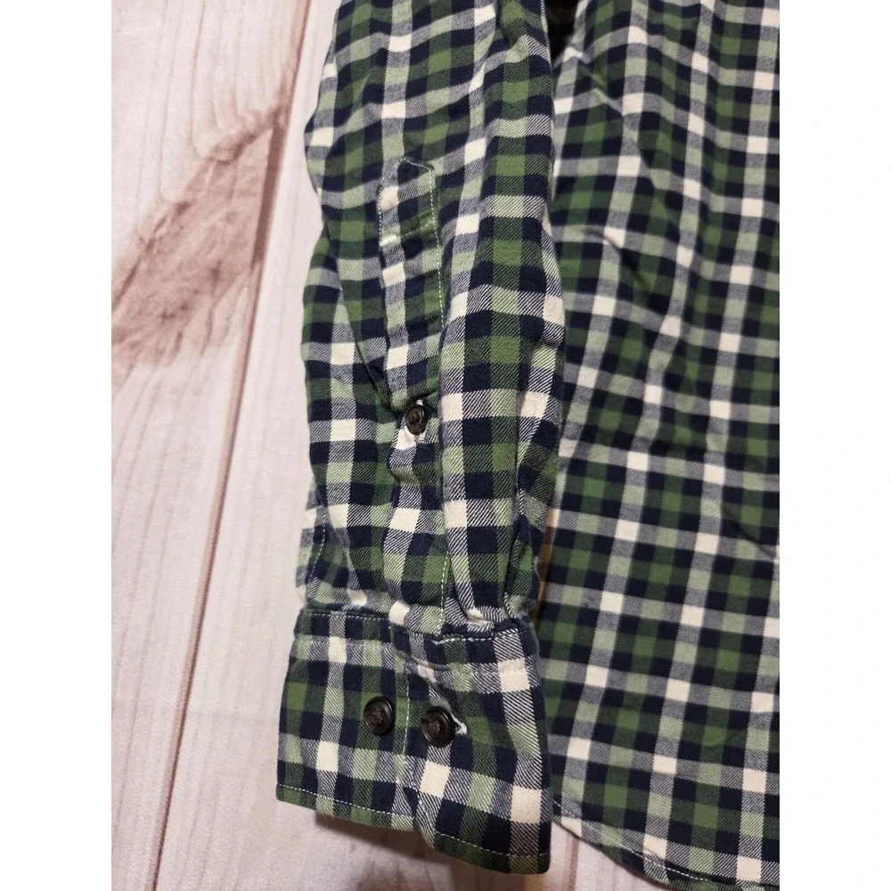 Banana Republic Luxe Flannel Grant Fit Button Down Shirt Men's Medium Green Navy